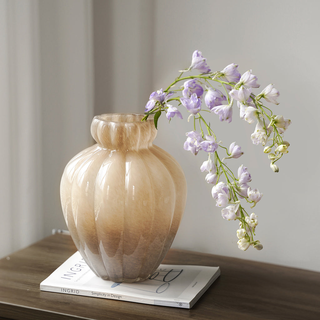 Fàshì zhōnggǔ yānhuī sè bōlí huāpíng 11 Vaso francês vintage de vidro cinza fumê