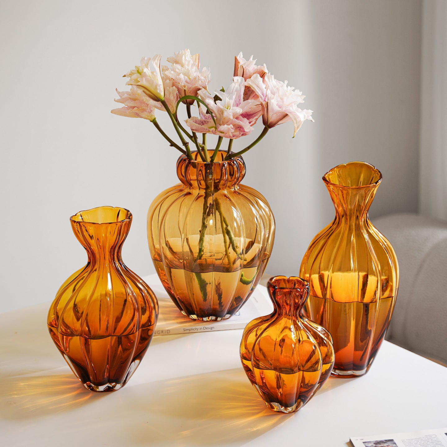 Fàshì zhōnggǔ yānhuī sè bōlí huāpíng 11 Vaso francês vintage de vidro cinza fumê