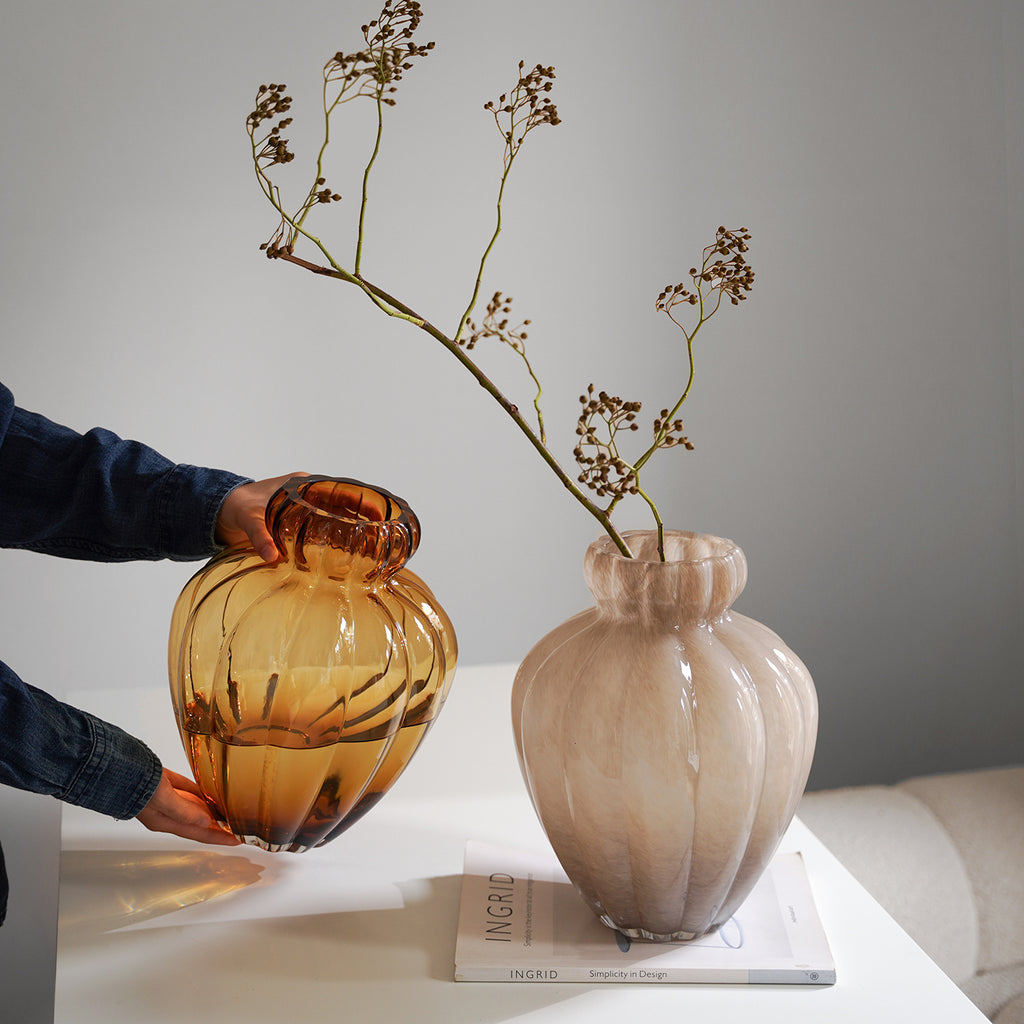 Fàshì zhōnggǔ yānhuī sè bōlí huāpíng 11 Vaso francês vintage de vidro cinza fumê